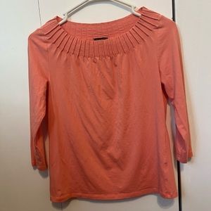 Salmon Pink Pleated Neckline Talbots Blouse